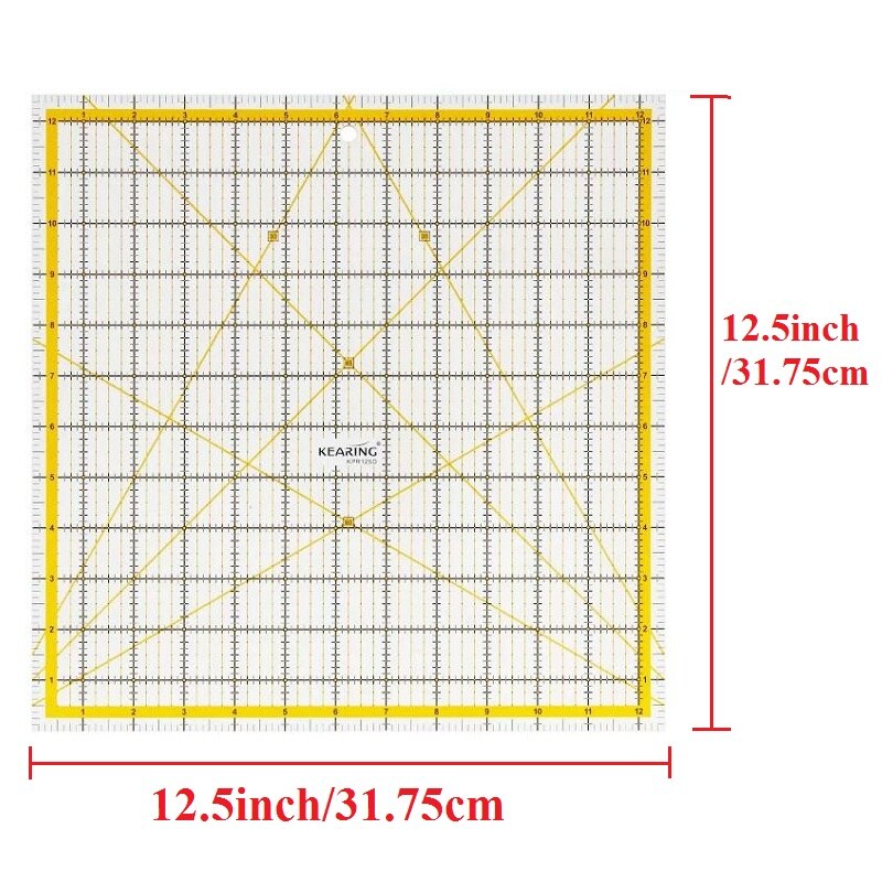 12.5-Inch Square Acrylic Quilting Ruler: Ideal for Professional Clothing Design, Cutting, and Sewing. Durable, Non-Slip