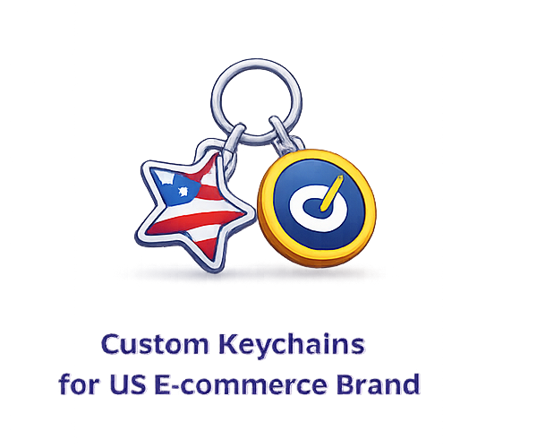 Custom Keychains for US E-commerce Brand - example of small batch manufacturing in China with low MOQ