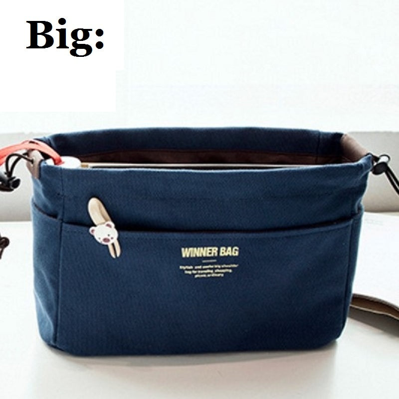 Canvas Purse Organizer Bag Inner Insert with Compartment Makeup Handbag