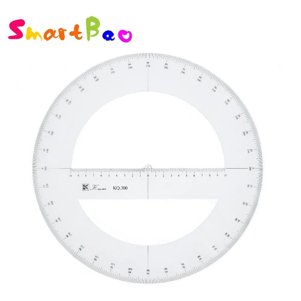 Clocore 360 Degree Protractor Double Scale Value Diameter 30cm Ruler, Beveled edges   KQ300