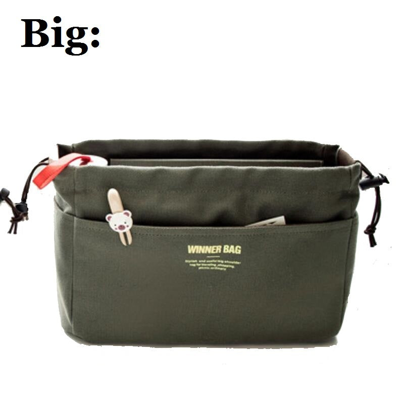 Canvas Purse Organizer Bag Inner Insert with Compartment Makeup Handbag