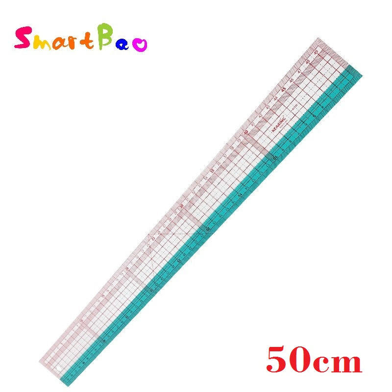 Garment Ruler – Professional Transparent Sewing & Pattern Making Tool with Red Grid and Green Partition