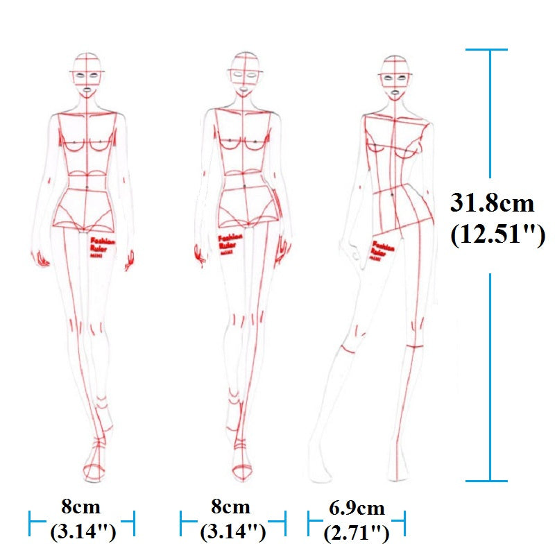 Clocore Fashion Design Croquis Template - Fashion Illustration Ruler for Beginners, Perfect for Clothing Drafting & Hand Drawing
