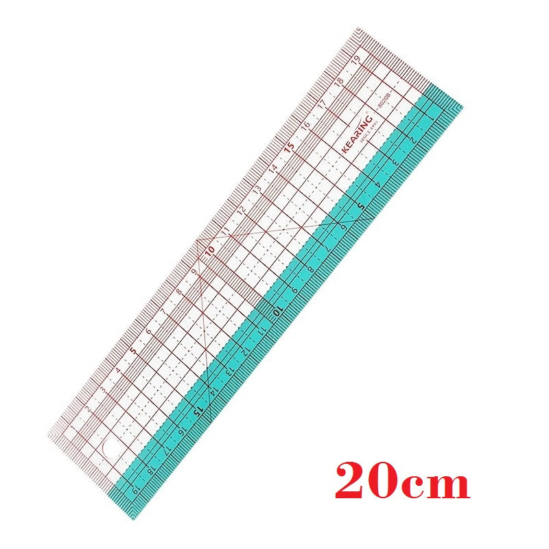 Garment Ruler – Professional Transparent Sewing & Pattern Making Tool with Red Grid and Green Partition