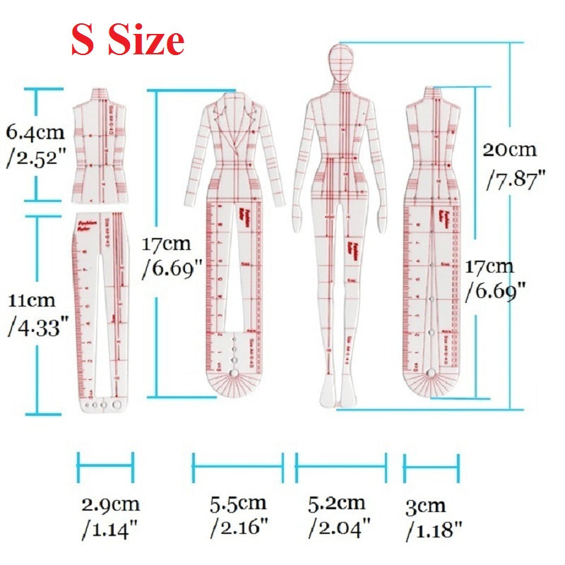 Clocore Fashion Design Croquis Template - Fashion Illustration Ruler for Beginners, Perfect for Clothing Drafting & Hand Drawing