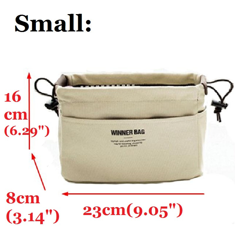 Canvas Purse Organizer Bag Inner Insert with Compartment Makeup Handbag
