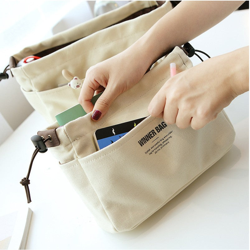 Canvas Purse Organizer Bag Inner Insert with Compartment Makeup Handbag