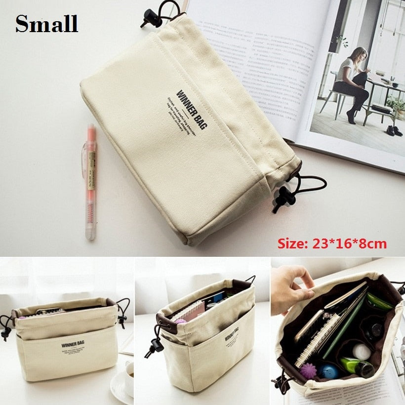 Canvas Purse Organizer Bag Inner Insert with Compartment Makeup Handbag