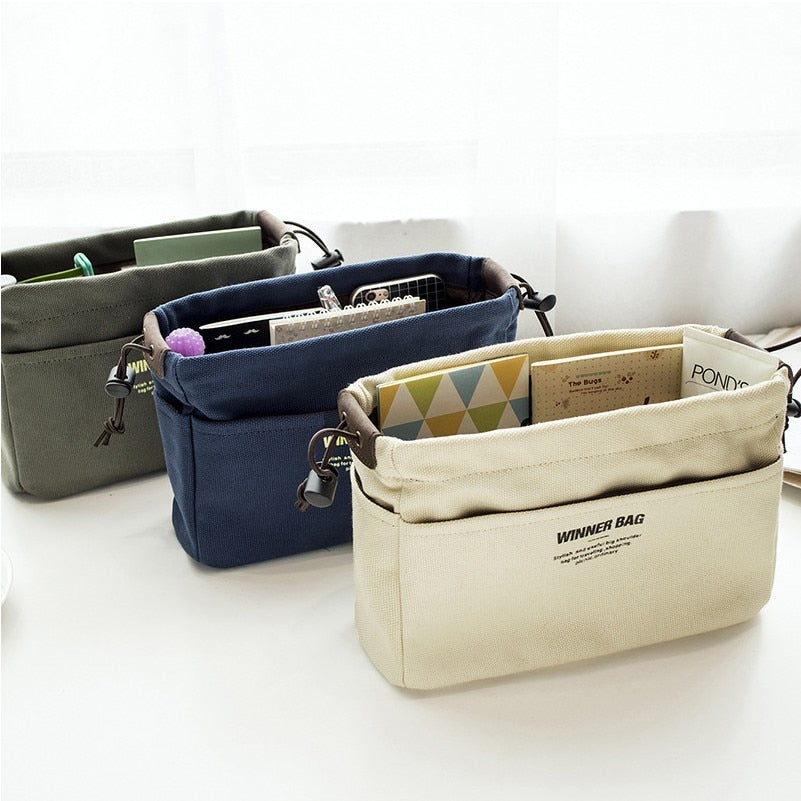 Canvas Purse Organizer Bag Inner Insert with Compartment Makeup Handbag