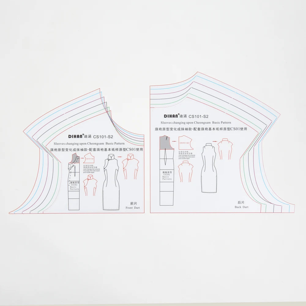 Clocore Cheongsam Capped Sleeve Style, Sleeve Transformation Prototype Template. Made of Transparent Plastic.CS101-S2