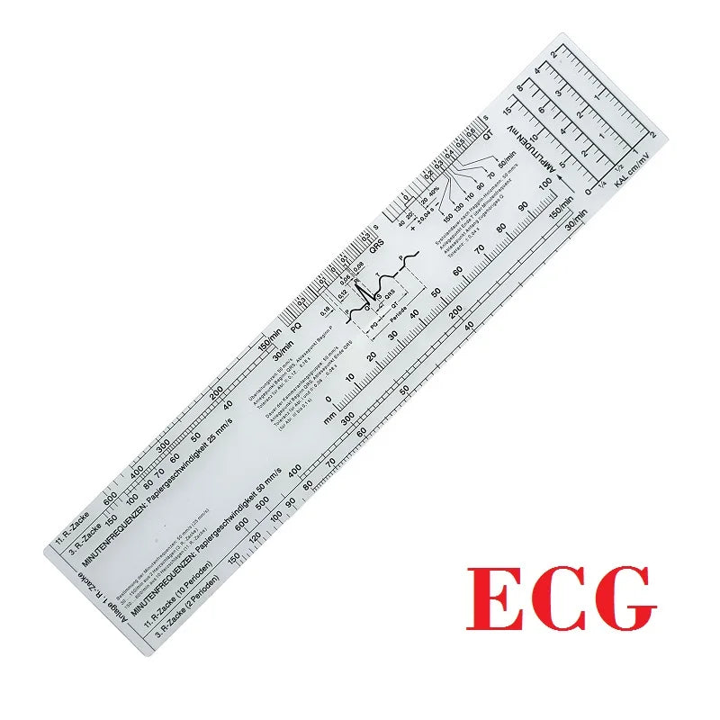 Electrocardiogram ECG Ruler Cardiogram Transparent Soft Heart Rate Ruler Aggregate Analysis Measuring Tool for Nursing 24*5cm