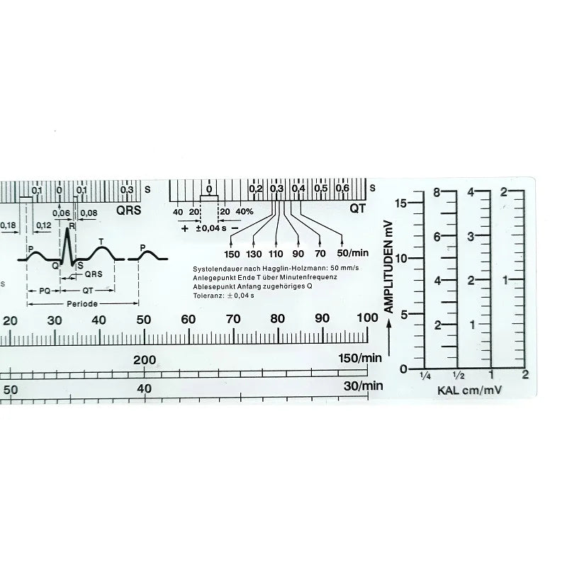 Electrocardiogram ECG Ruler Cardiogram Transparent Soft Heart Rate Ruler Aggregate Analysis Measuring Tool for Nursing 24*5cm