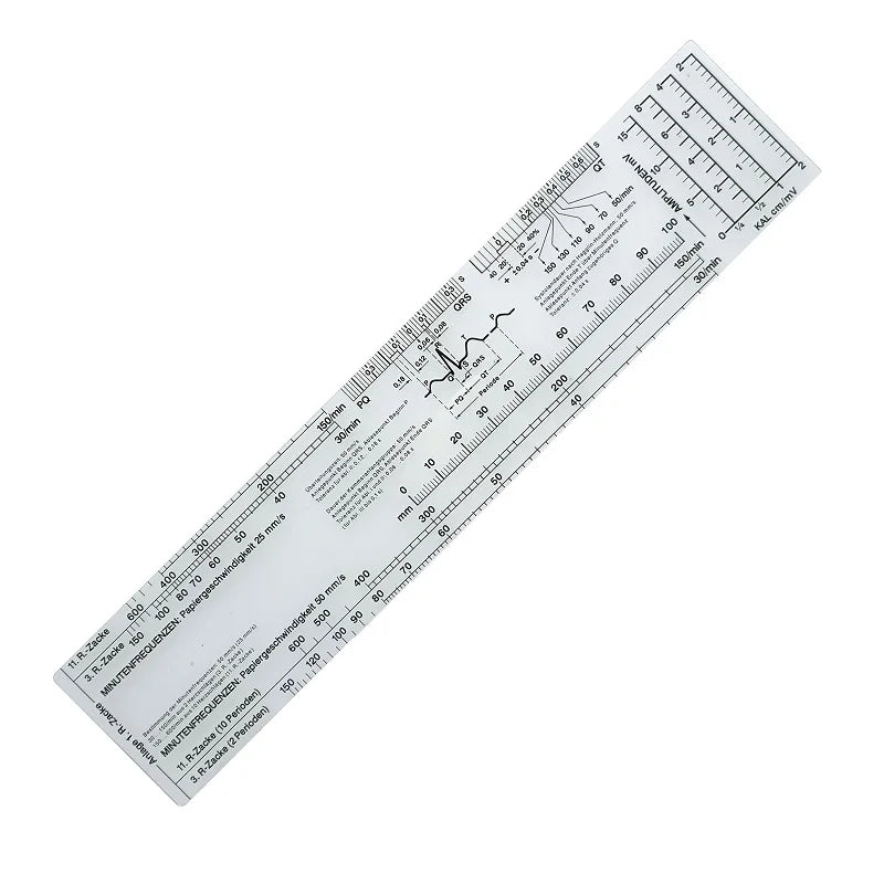 Electrocardiogram ECG Ruler Cardiogram Transparent Soft Heart Rate Ruler Aggregate Analysis Measuring Tool for Nursing 24*5cm