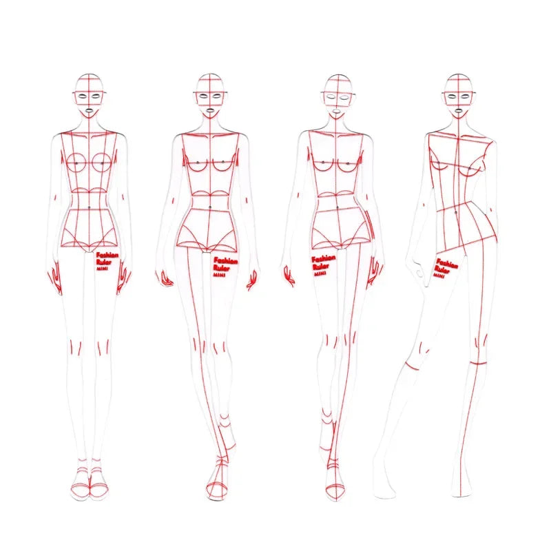 Fashion Illustration Rulers 4 Models Female Clothing Design Effect Di