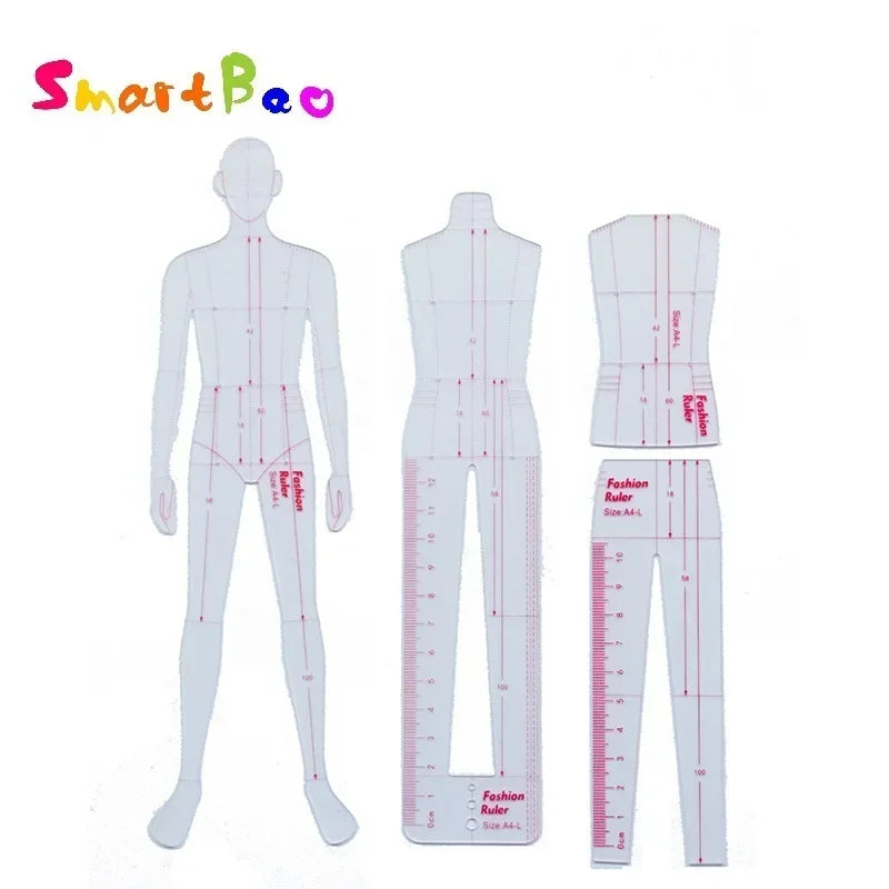 Man Fashion Design Template Male Fashion Illustration Rulers Durable Acrylic Construction Designer Tools