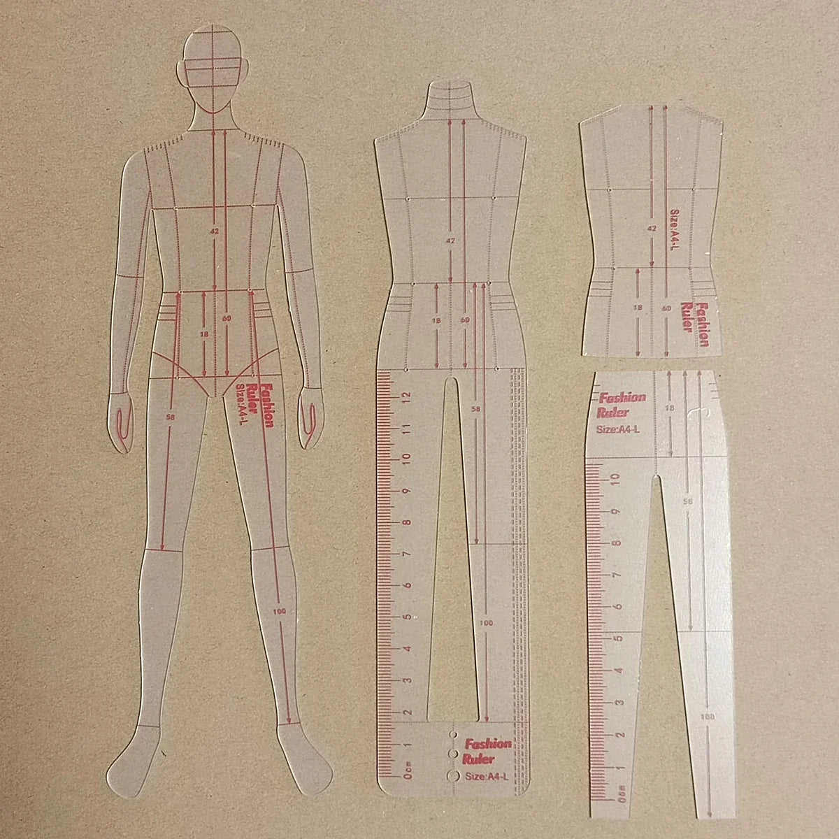 Man Fashion Design Template Male Fashion Illustration Rulers Durable Acrylic Construction Designer Tools