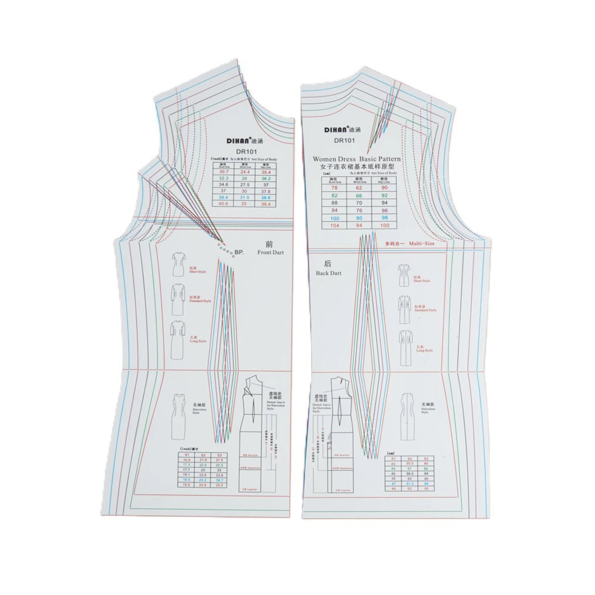 Clocore Multi-Size Dress Sewing Pattern Template | Basic Dress Prototype | Transparent Plastic Material DR101