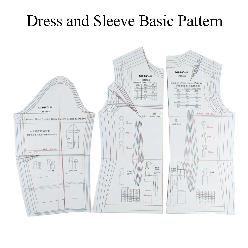 Clocore Multi-Size Dress Sewing Pattern Template | Basic Dress Prototype | Transparent Plastic Material DR101