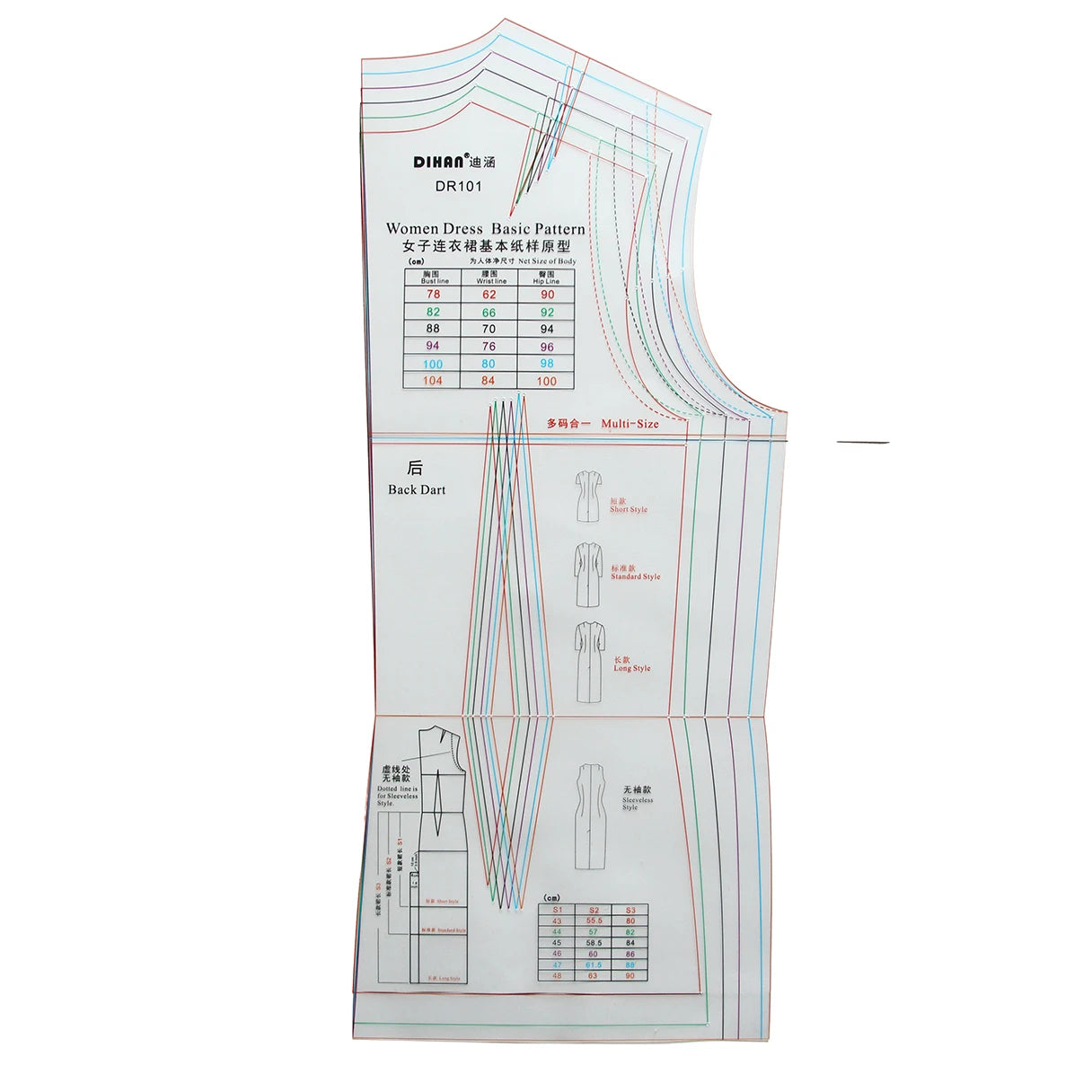 Clocore Multi-Size Dress Sewing Pattern Template | Basic Dress Prototype | Transparent Plastic Material DR101