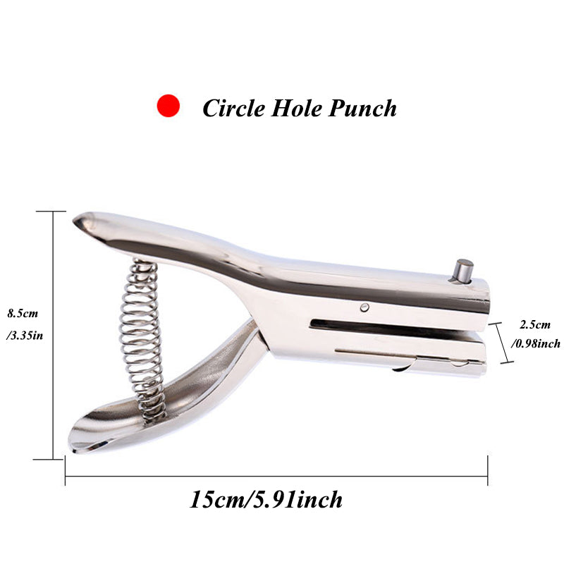 Handheld PVC Card & Photo Hole Punch – Single Hole Puncher, 3mm/6mm/8mm/10mm, Long Reach 53mm Depth
