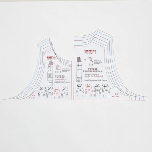 Clocore Plastic Type B of Sleeveless Cheongsam, Sleeve Transformation Prototype Template. CS101-S1B