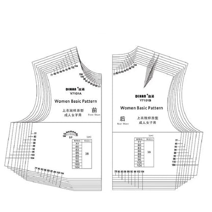 Clocore Reusable Plastic Pattern Ruler with Adjustable Sizes (77-104cm Bust) - Nine Sizes in One, Ideal for Sewing Women's Garments