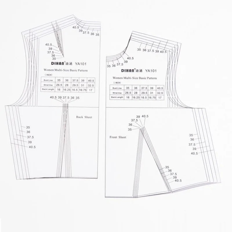 Clocore 1:1 Basic Inch Sewing Pattern Fashion Women Prototype Full Scale Clothing Design Rulers Template Apparel Pattern Making YA101