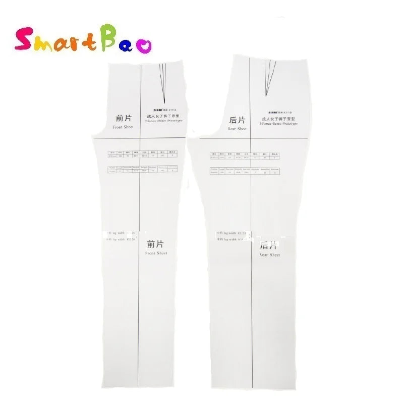 Clocore 1:1 Full Scale Women Pant Prototype Large Fashion Design Pattern Making Ruler Front Rear Sheet K111