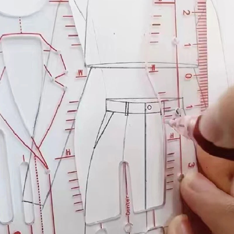 Clocore Fashion Design Croquis Template - Fashion Illustration Ruler for Beginners, Perfect for Clothing Drafting & Hand Drawing