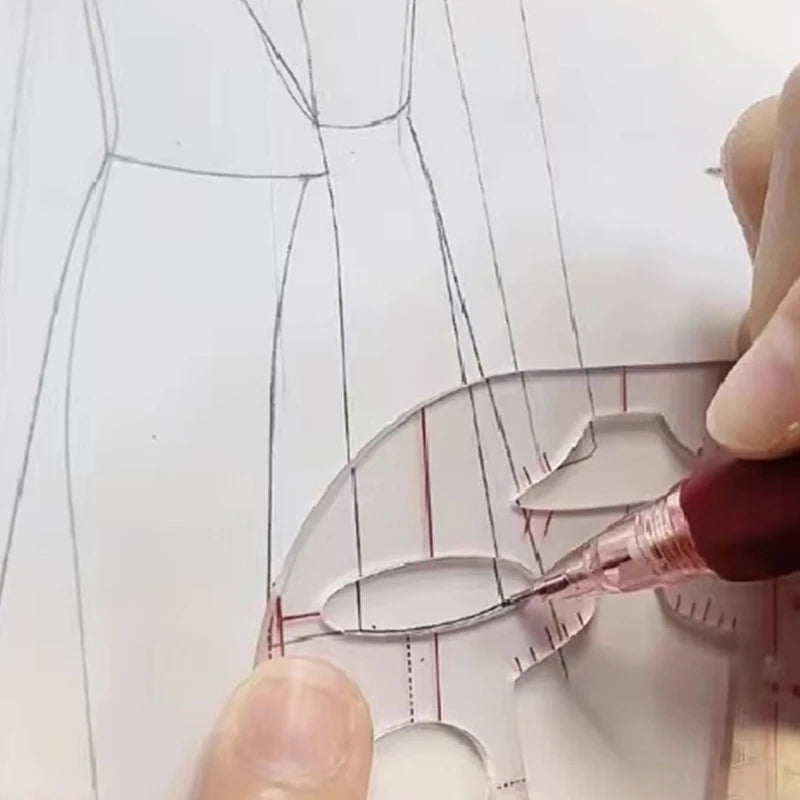 Clocore Fashion Design Croquis Template - Fashion Illustration Ruler for Beginners, Perfect for Clothing Drafting & Hand Drawing
