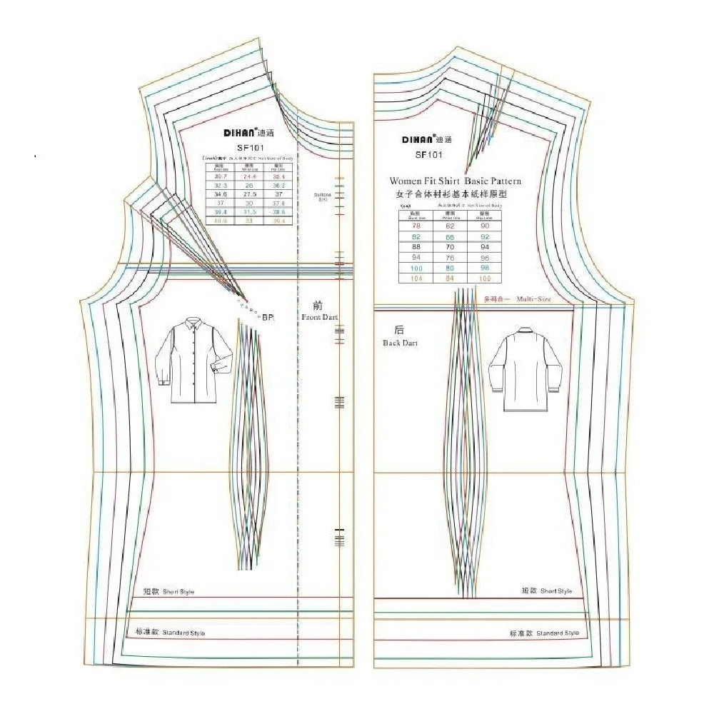 Clocore Professional Women's Shirt Ruler for Creating Basic Shirt Pattern Templates – Essential Tool for Shirt Design and Sewing SF101