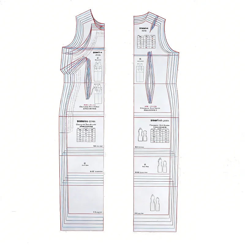 Cheongsam Pattern Basic Block Template | Multi-Size Qipao Sewing Pattern (7 Sizes) | Transparent Plastic Drafting Template
