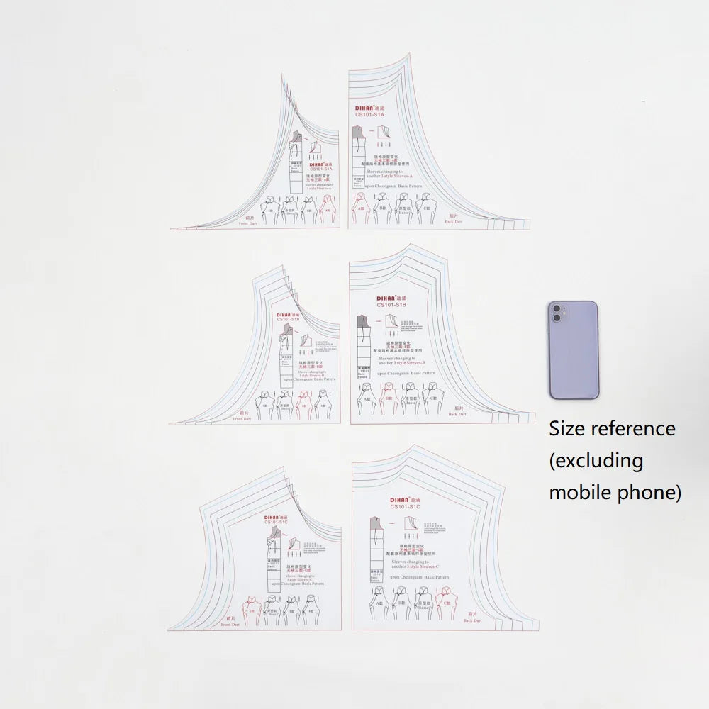CS101 Cheongsam Sleeve Pattern Making Template – Sleeveless, Cap & Long Sleeve Options