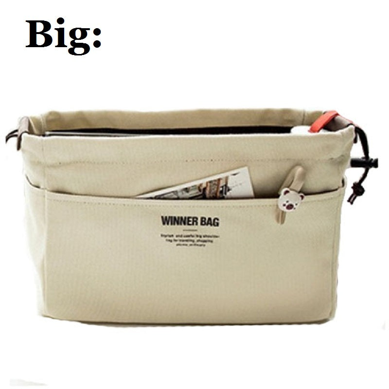 Canvas Purse Organizer Bag Inner Insert with Compartment Makeup Handbag