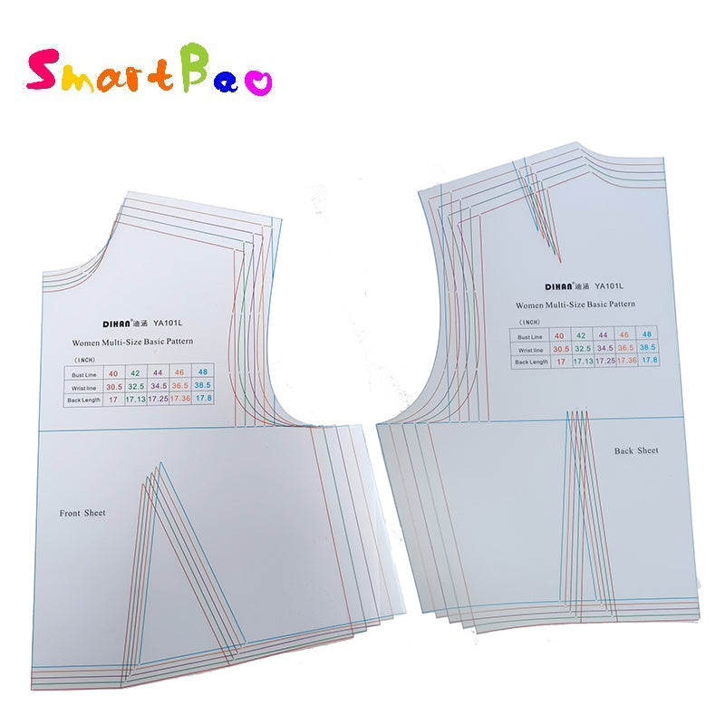 YA101L Plus Size Sewing Pattern Drafting Template – 1:1 Full Scale Women’s Basic Dress Block Ruler, Multi-Size USA Pattern Making Tool (40”–48” Bust)