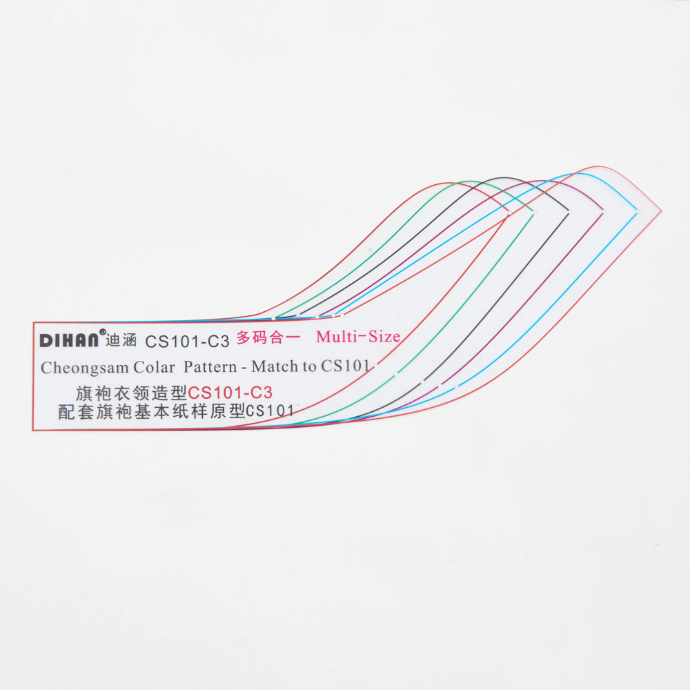 Cheongsam Mandarin Collar Pattern Template Set (6 Styles) – CS101-C, Multi-Size Transparent Plastic Sewing Pattern