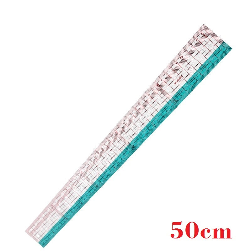 Garment Ruler – Professional Transparent Sewing & Pattern Making Tool with Red Grid and Green Partition