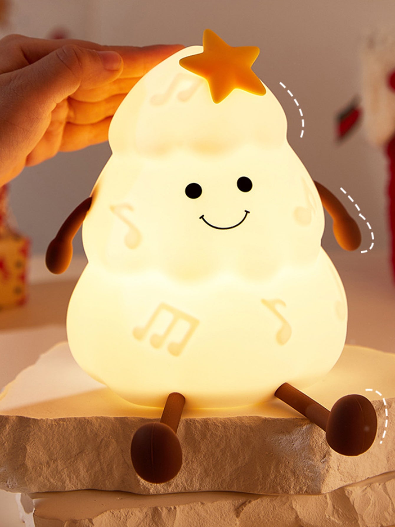 Night Light Silicone Christmas Tree with Phone Holder – 3-Level Dimmable Tap Lamp with Timer, Cute Bedside Silicone Light for Bedroom or Gift
