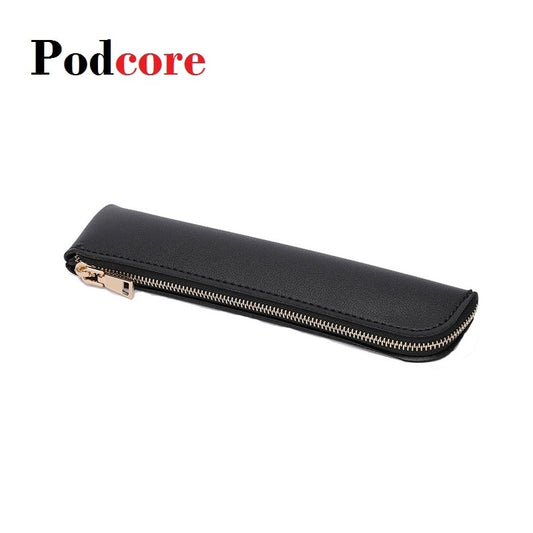 Small Pencil Case Durable Zipper Pu Leather Long Thin Pencil Case